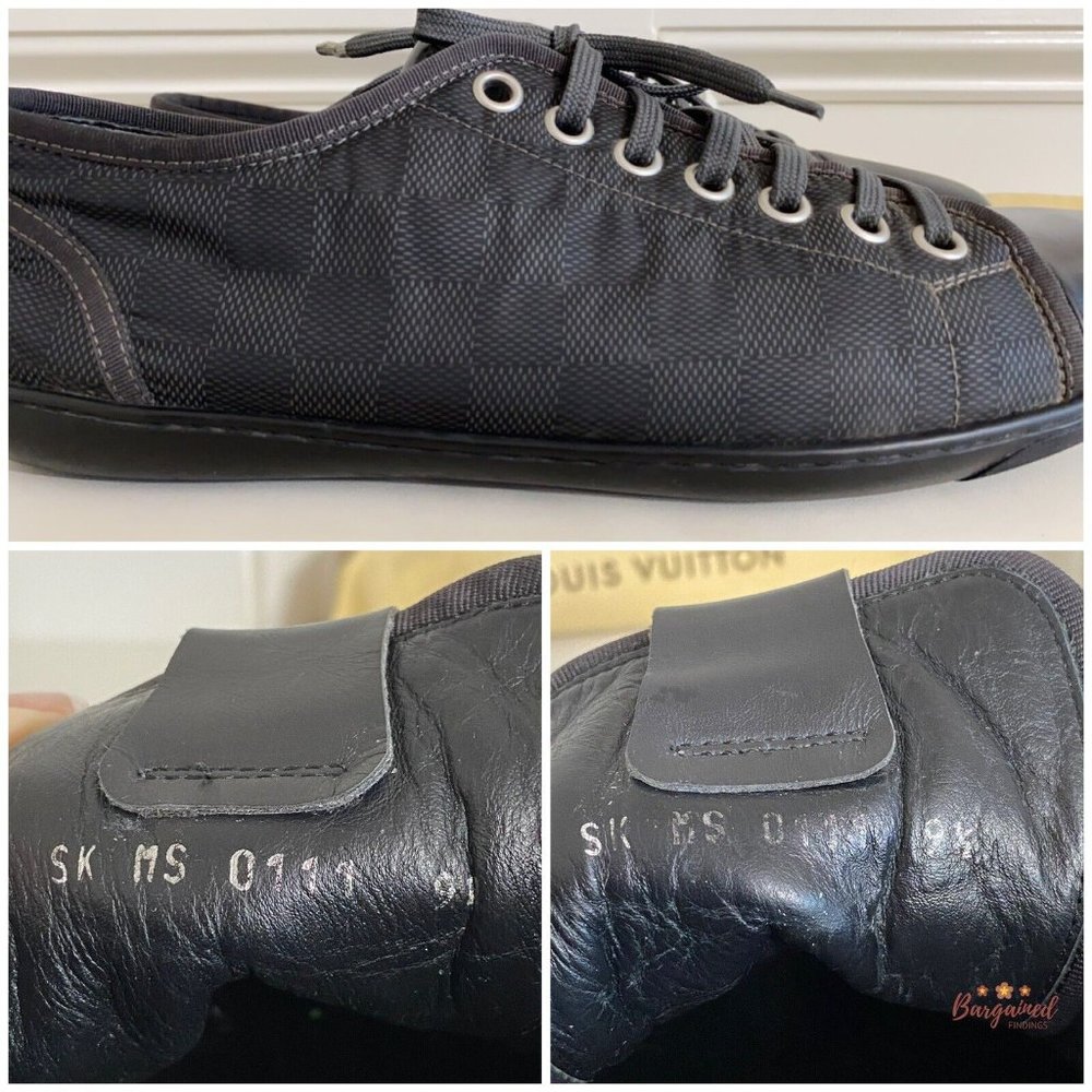Authentic Louis Vuitton Gray/Black Damier Graphite Nylon Men's Sneakers Size 9.5 - Picture 11 of 14